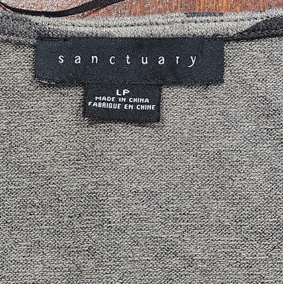 Sanctuary Women's Camo‎ Cropped Sweater Long Sleeve Grey Black Pocket V Neck L/P - Picture 4 of 6
